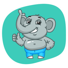Elephant in Jeans Pants Showing Thumbs Up