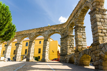 Fototapeta na wymiar roman acqueduct in Segovia near Madrid, Spain