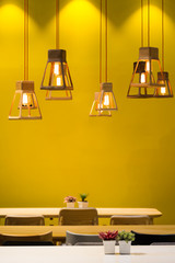 Wooden lamps and light bulbs
