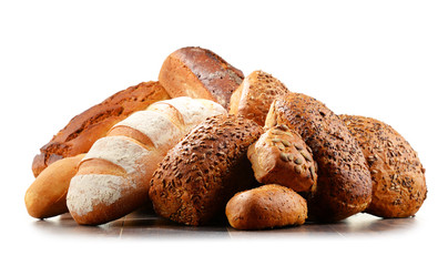 Composition with assorted baking products isolated on white