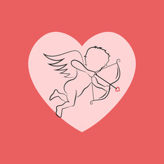 Vector illustration of cupid with bow.