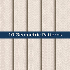 set of ten seamless vector geometric pale cream patterns - 135047616