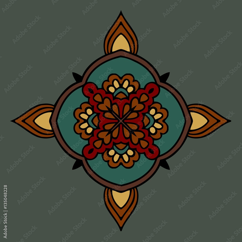 Poster abstract decorative oriental element symmetrical pattern woven lines for design