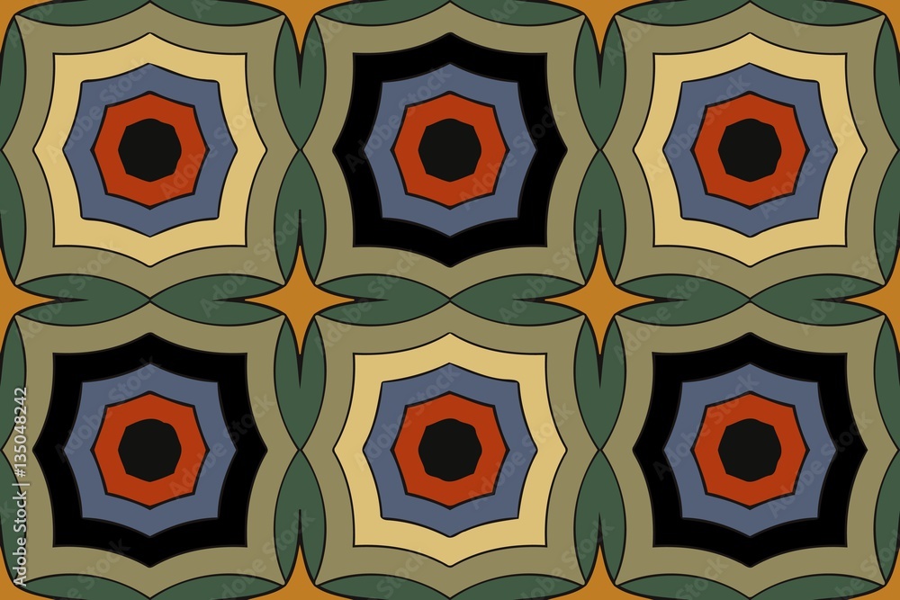 Poster on an abstract background texture symmetrical pattern of elements of geometric colored circles