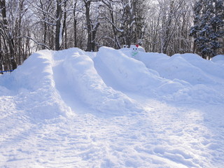Snow mountain with sliding chutes
