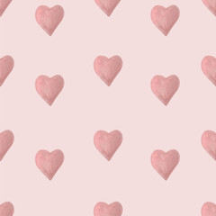 Watercolor hearts seamless pattern