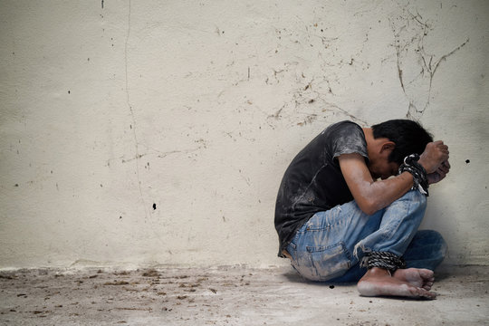 Hopeless Man Hands Tied Together With Rope