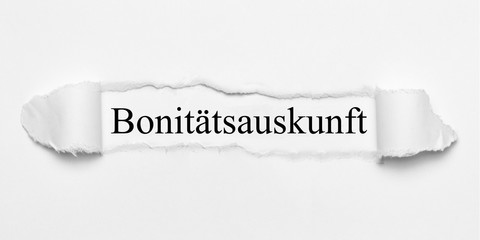 Bonitätsauskunft auf weißen gerissenen Papier