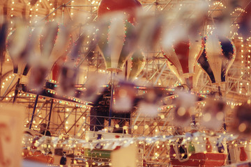 Christmas ornaments snowflake background blur city