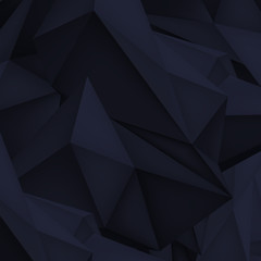 Obraz premium Objętość geometryczny kształt, kryształ 3d, czarne tło, niskie wielokąty abstrakcji, tapeta z kory wektorowej