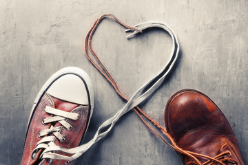 women's and men's shoes with laces from the heart