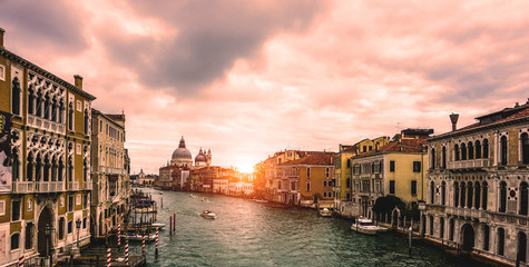 Sunset at the Grand Canal in Venice Italy