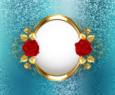 Oval frame with roses