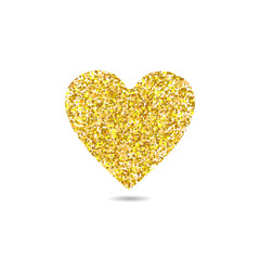 Heart from gold glitter. Background polka dot vector illustration