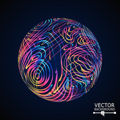 Sphere With Swirled Stripes. Vector Glowing Background