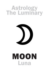 Fototapeta premium Astrology Alphabet: Luminary MOON (Luna). Hieroglyphics character sign (single symbol).