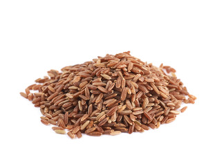 Pile of brown rice grains isolated