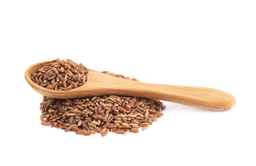 Pile of brown rice grains isolated
