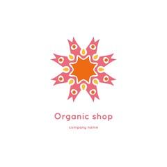 Bright and juicy beautiful circular logo for organic shop, eco product.