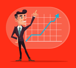 Successful business man character. Vector flat cartoon illustration