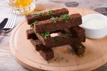 Beer snack fried croutons
