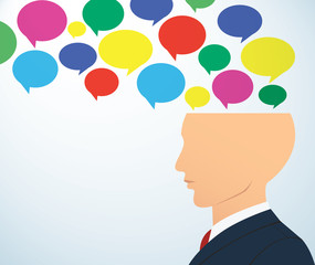 businessman head with colorful chat box vector