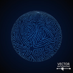 Sphere Background With Swirled Stripes. Vector Glowing Composition