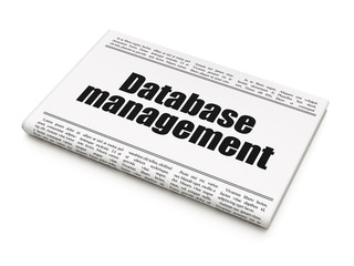 Software concept: newspaper headline Database Management