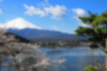 Fototapeta na wymiar abstract blur background of mountain fuji view - can use to display or montage on product