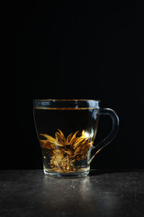 Cup of tea on dark background