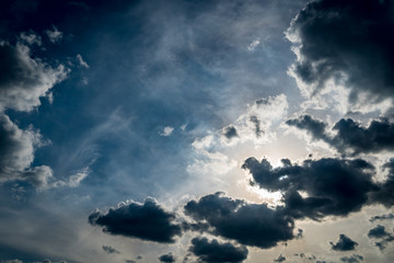 Naklejka na ściany i meble Dark cloud on blue sky
