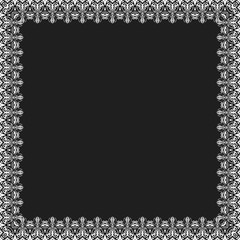 Classic vector square white frame with arabesques and orient elements. Abstract ornament with place for text. Vintage pattern