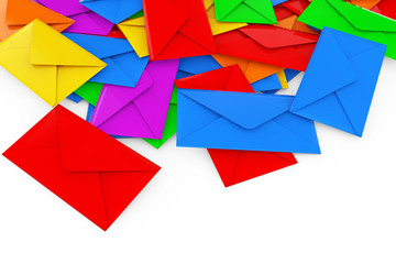 Color Blank Envelope Letters Heap. 3d Rendering