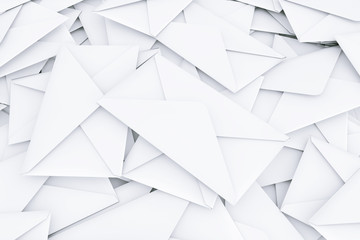 White Blank Envelope Letters Heap. 3d Rendering