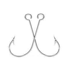 Pair of Stainless Steel Fishing Hooks. 3d Rendering