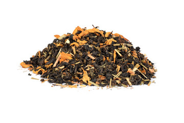 pile of organic tea with lemon grass flowers