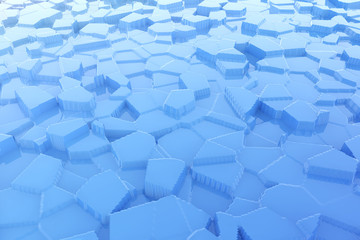 Abstract Blue Ice with Reflections background. 3d Rendering