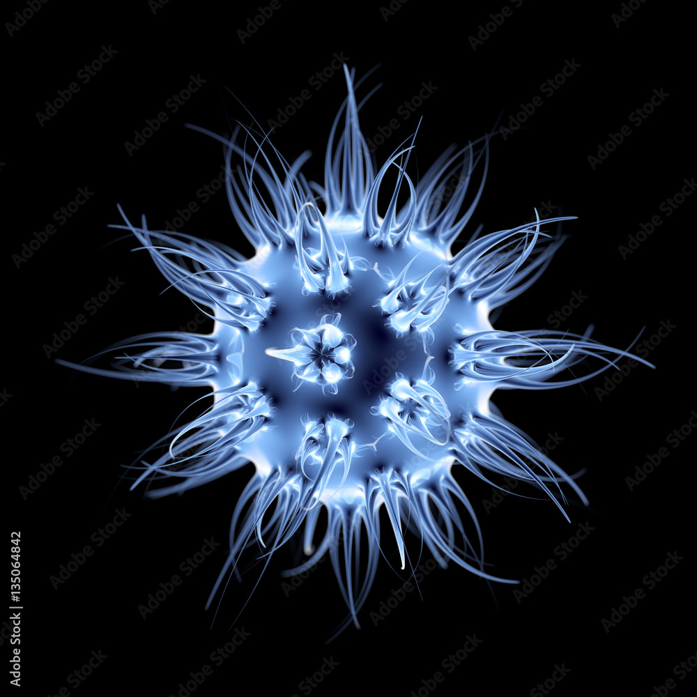 Poster abstract virus, bacteria or microbe. 3d rendering
