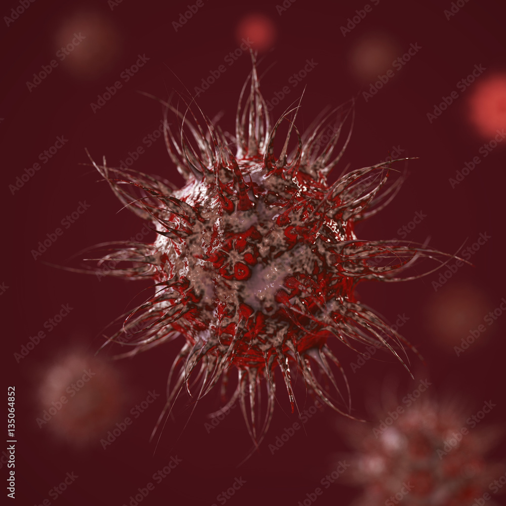 Poster abstract virus, bacteria or microbe. 3d rendering
