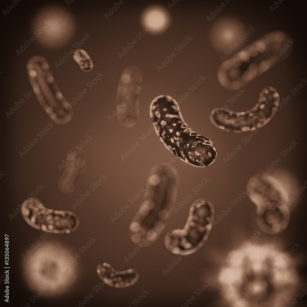 Poster abstract virus, bacteria or microbe. 3d rendering