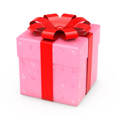 Ornate with Hearts Paper Gift Box. 3d Rendering