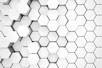 Background of Metal White Hexagon. 3d Rendering