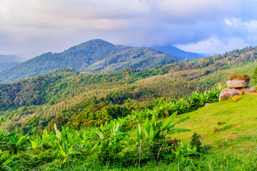 Beautiful panoramic mountain view from the hill Big Buddha in Ph