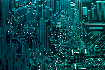 Circuit board. Electronic computer hardware technology. Motherboard digital chip. Tech science background. Integrated communication processor. Information engineering component.