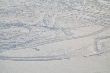 Swiss Winter - Ski tracks in snow