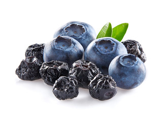 Blueberry with leaves fresh and dried