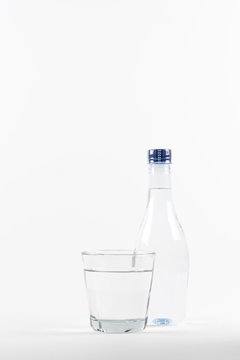 Bottle of drinking water on white background.