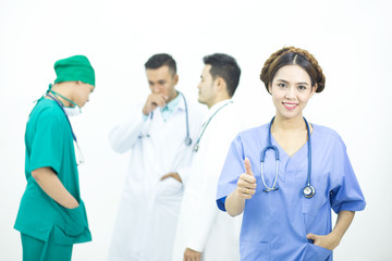 Fototapeta premium Nurse portrait, team concept, isolated on white background.