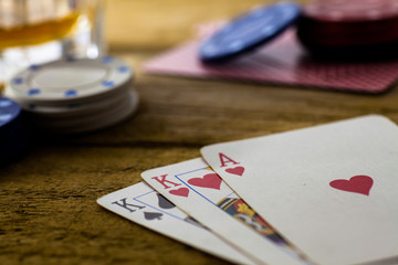 Playing Cards on wooden table