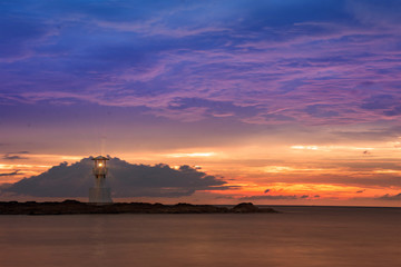 lighthouse seascape sunset and twilight evening time